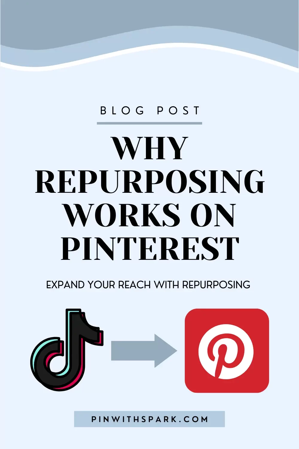 why repurposing works on Pinterest image of tiktok icon and Pinterest icon pinwithspark.com